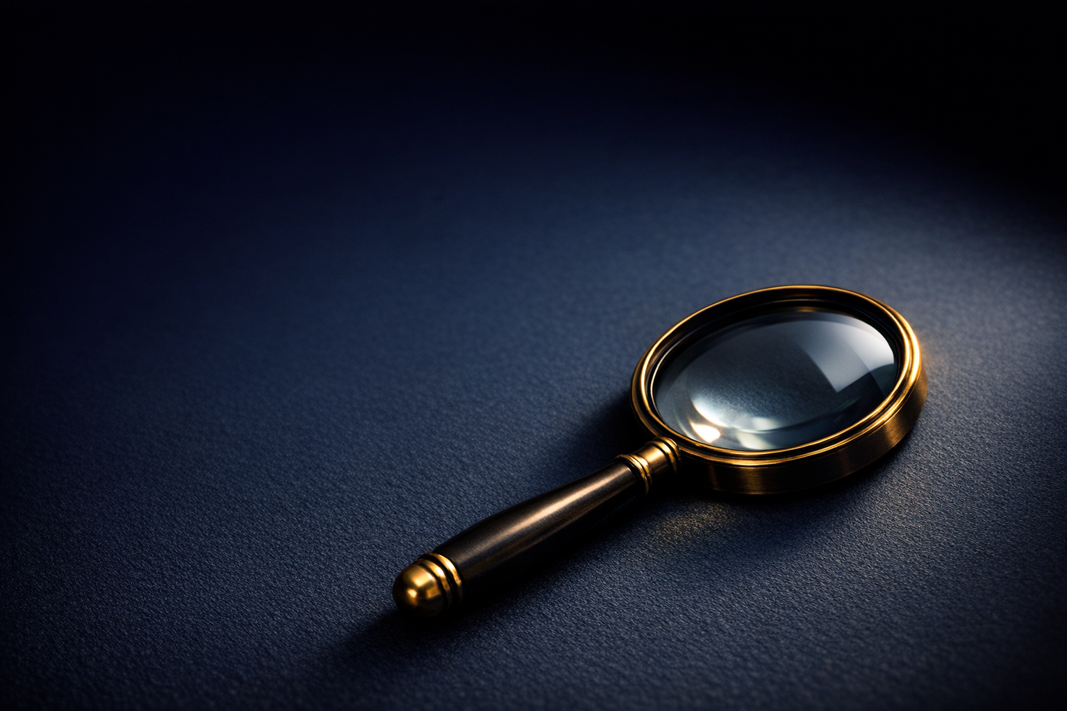 Lucenta Optics premium brass magnifying glass on navy background