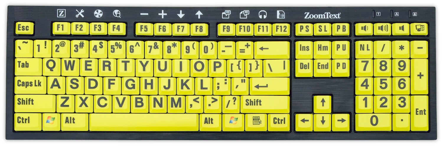 ZoomText Keyboard (Black on Yellow)
